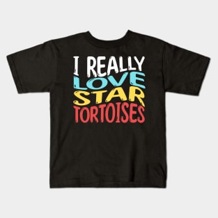 I Really Love Star Tortoises | Groovy Font Kids T-Shirt